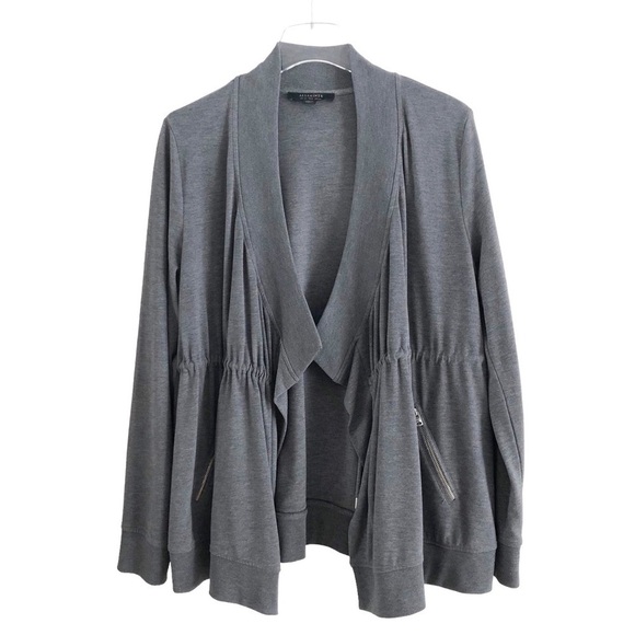 All Saints Gina Gray Draped Jacket Cardigan Size 6 - Picture 3 of 13